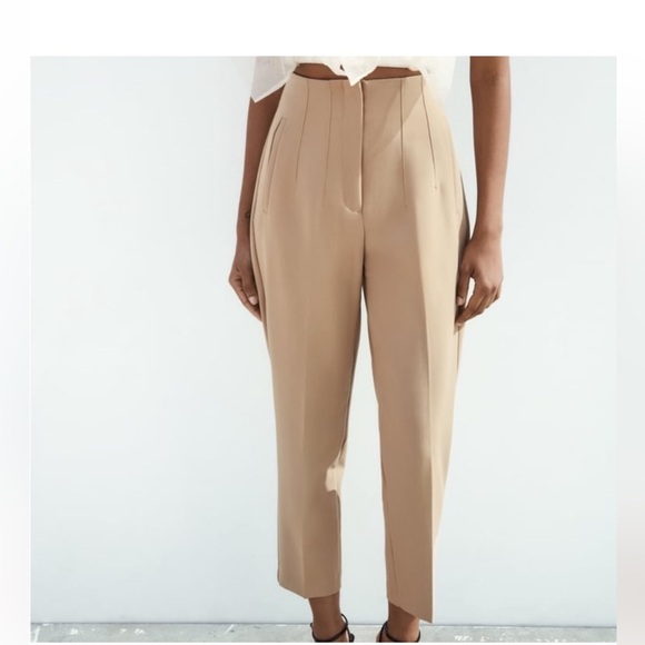 Zara Classic Beige Women's Trousers ankle cropped size XS NWOT business casual - Picture 1 of 7